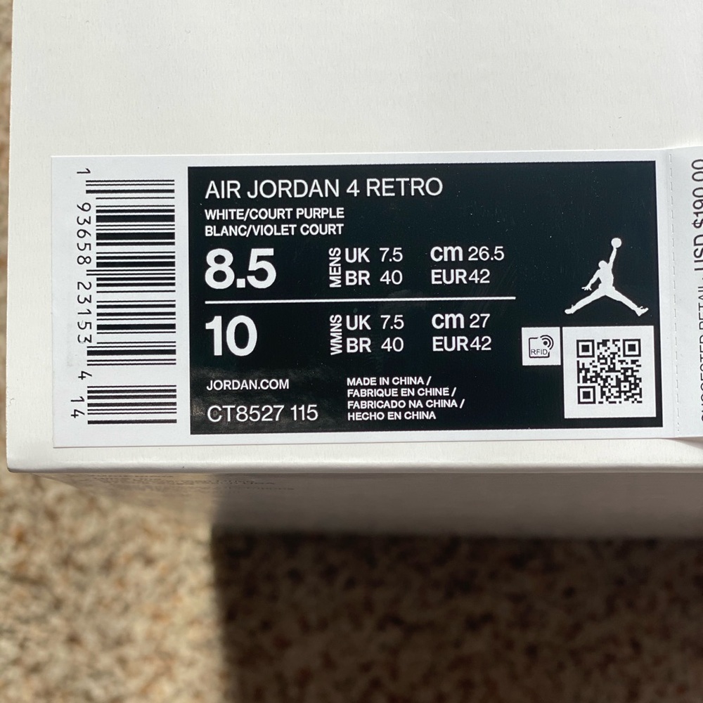 Air Jordan 4 Retro White/Court Purple - Picture 3 of 3